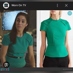 Roland Mouret Emerald Cymatia Peplum Top